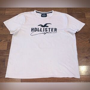 Hollister California White Logo Tee Men’s XL Minimal Coastal Aesthetic Cotton